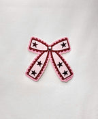 Coquette Lace Bow Vinyl Sticker featuring lace trim and red stars