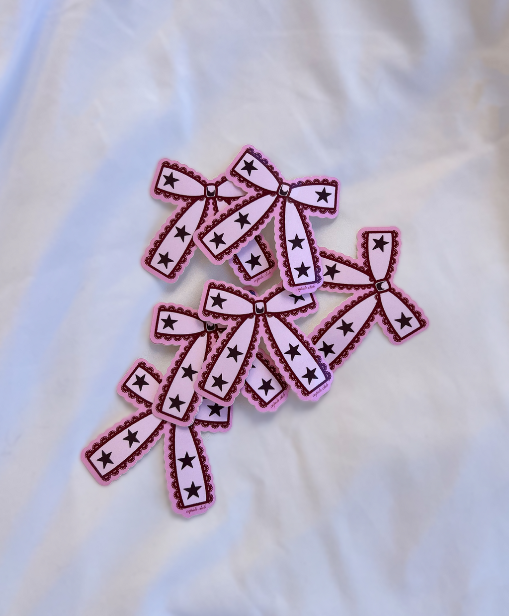Straight view of Coquette Lace Bow Stickers 