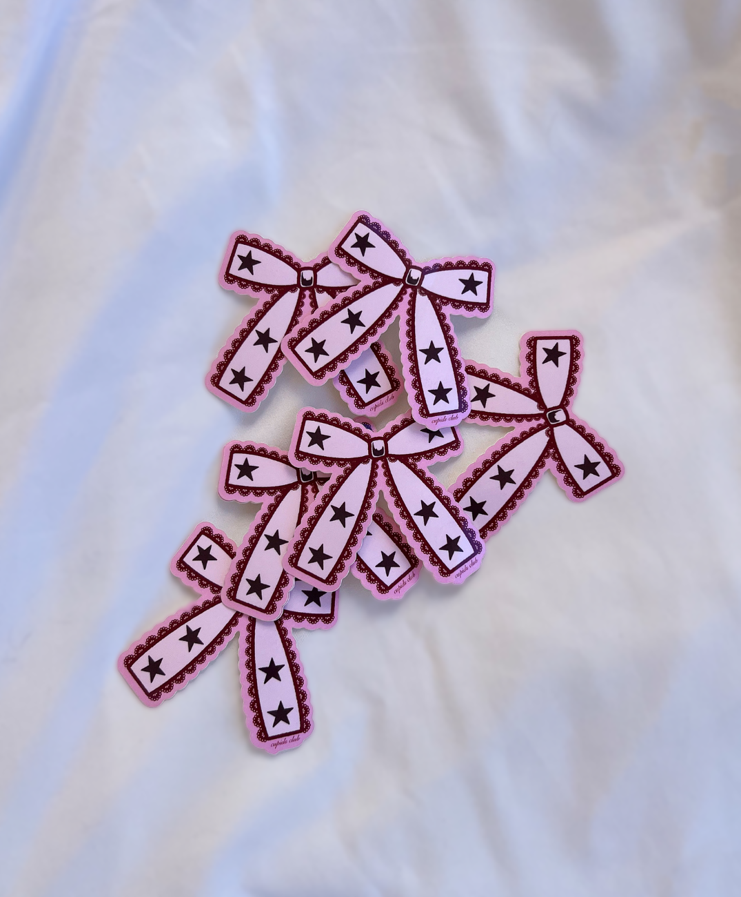 Straight view of Coquette Lace Bow Stickers 