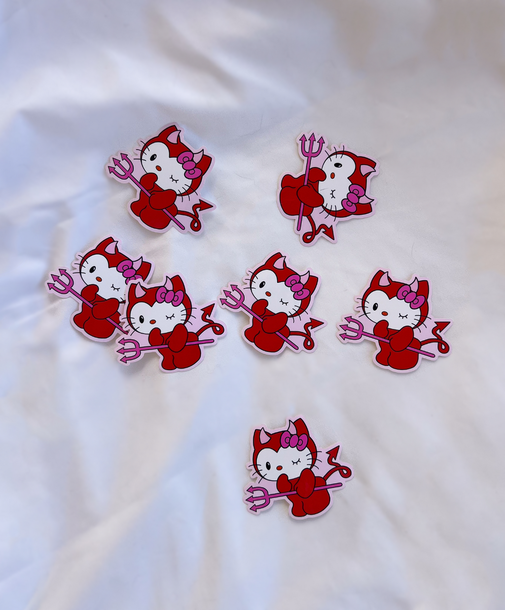 Straight view of Devil Kitty Vinyl Stickers