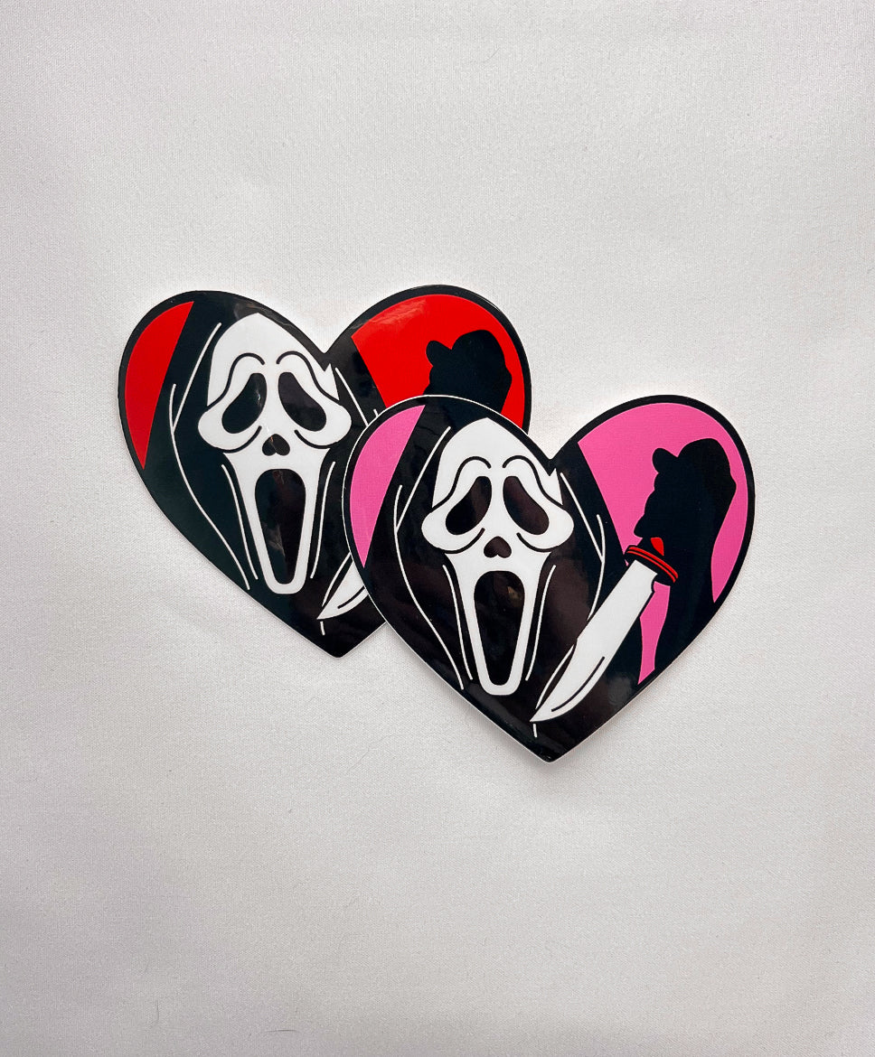Masked Heart Sticker in Red and Pink